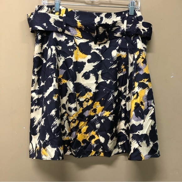 The Limited Abstract Print Skirt Belted Dark Purple Size L NWT - Picture 1 of 3